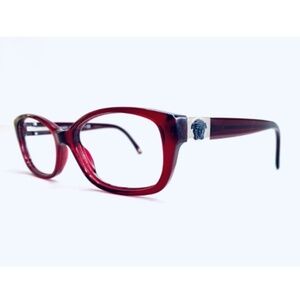 Versace Red Crystal Acetate Luxury Italy Eyeglasses